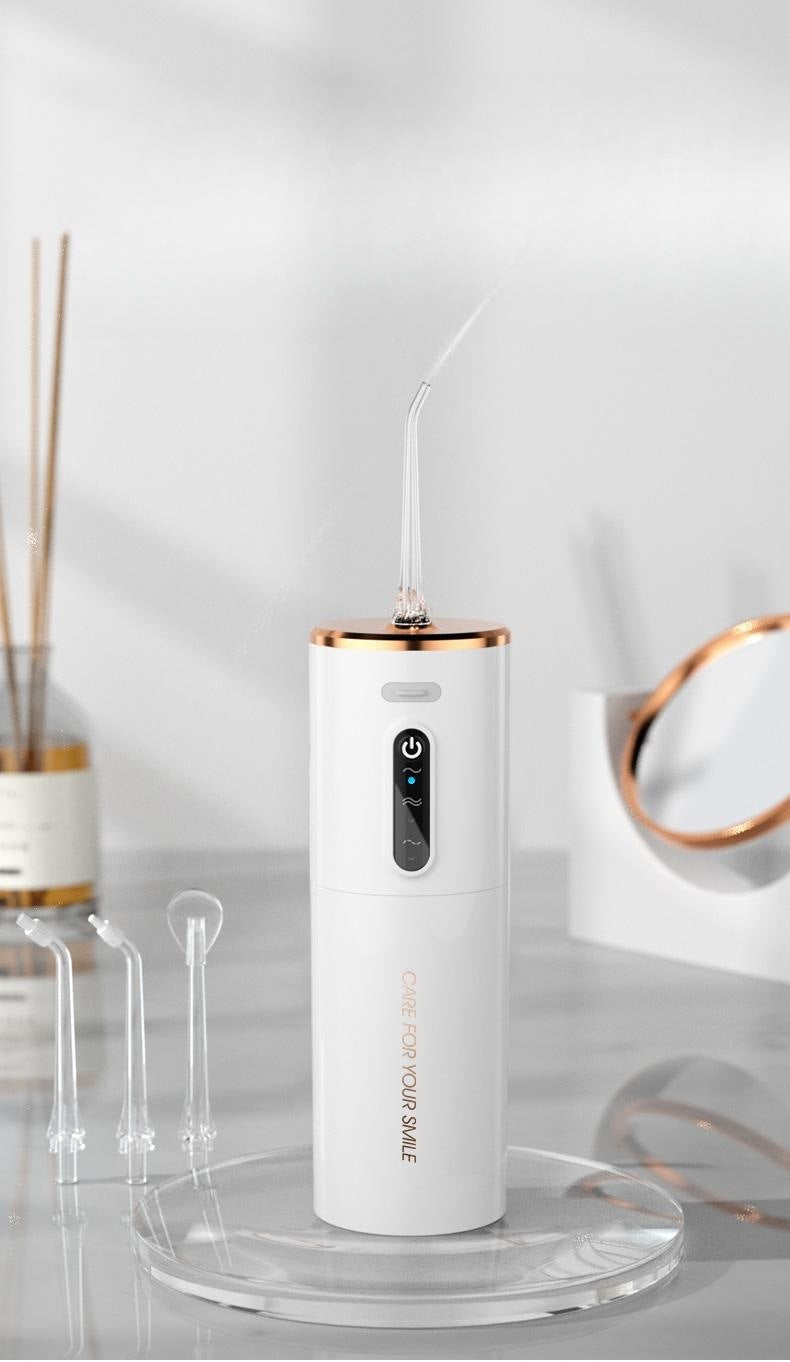 Portable Electric Water Flosser - USB-C Rechargeable, Multiple Modes, Gingival Protection(White)