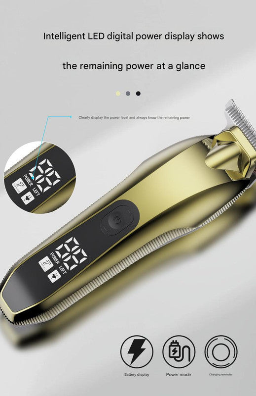 Professional Electric Hair Clipper & Beard Trimmer - USB Rechargeable, LED Display(Gray)