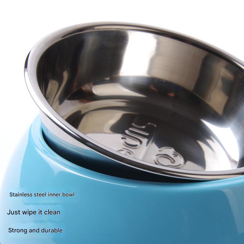 Elevated Pet Feeding Bowl with Stainless Steel Inner - Promotes Healthy Digestion & Reduces Neck Strain(Pink)