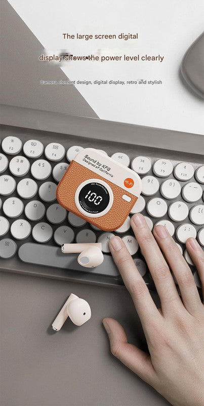 Retro Camera Style TWS Earbuds - Bluetooth 5.4, ENC, Low Latency Gaming(Green)