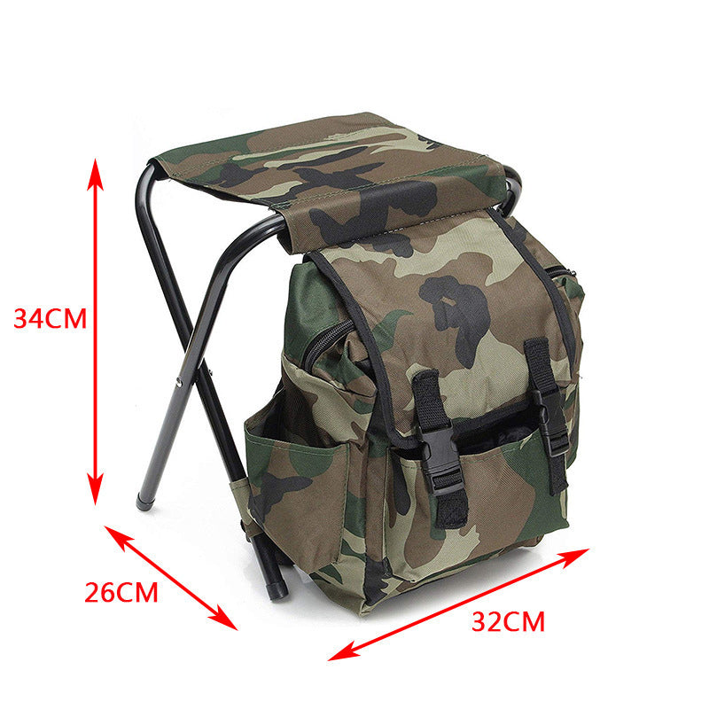 Folding Camo Backpack Stool - Portable Chair for Camping & Fishing