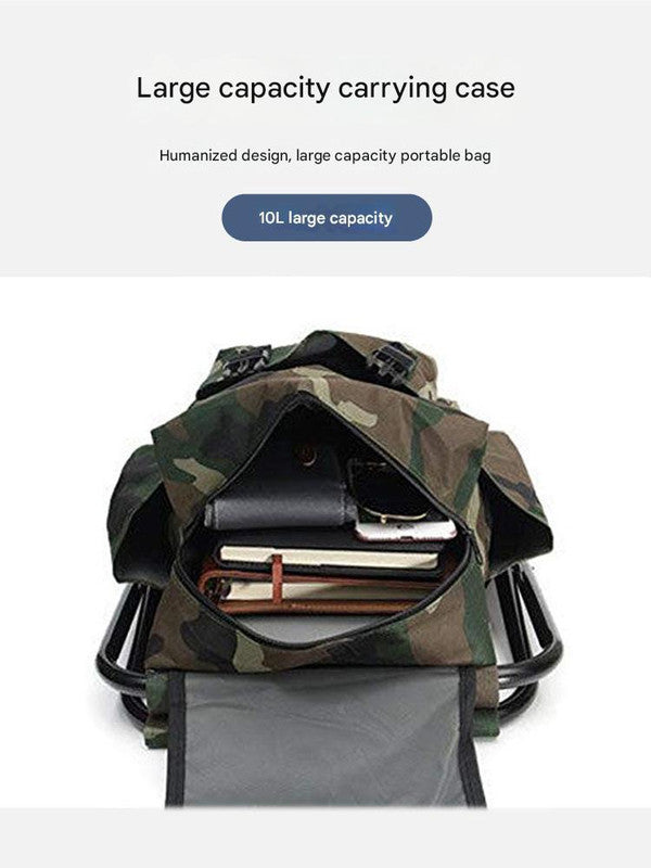 Folding Camo Backpack Stool - Portable Chair for Camping & Fishing