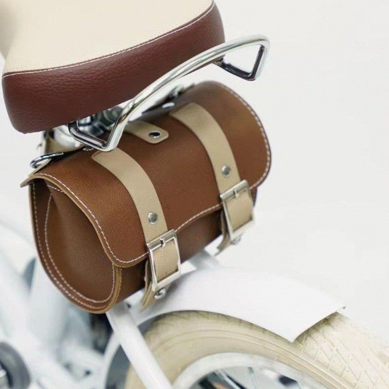 PU Leather Cycling Pouch - Retro Style for Bicycle Handlebars or Saddle