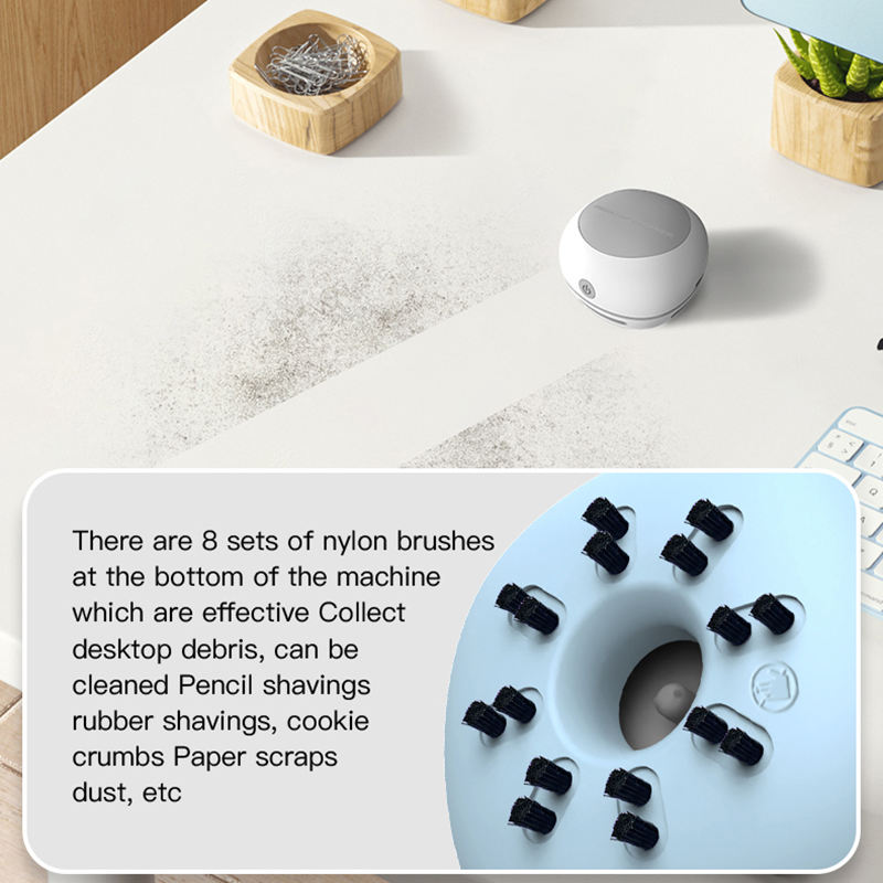 Blue Cordless Tabletop Crumb Sweeper - USB Rechargeable Mini Vacuum for Desk