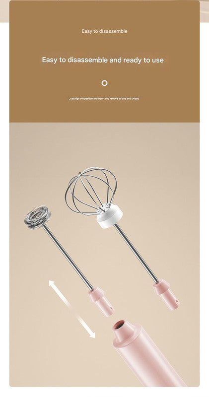 Pink Cordless Egg Beater & Cream Whipper - USB Powered Hand Mixer(Balloon Head)