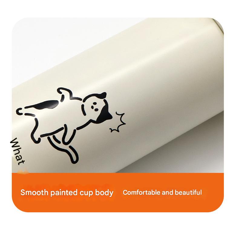 Mini Insulated Coffee Cup - 316 Stainless Steel, Portable & Stylish - White Kitten (300ml+cup brush)