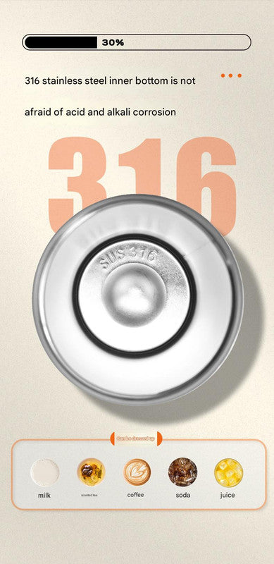 Mini Insulated Coffee Cup - 316 Stainless Steel, Portable & Stylish - Silver drink (300ml+cup brush)