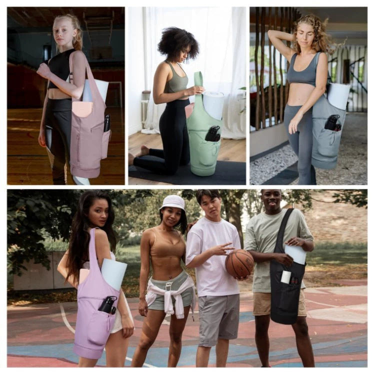 Green All-in-One Yoga Sling Bag - Fits Mat & Gear, Large Opening, Side Pockets