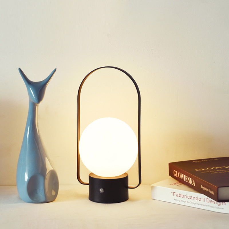 Black Portable Rechargeable LED Lantern Lamp - Touch Control 3-Color Dimmable Desk Light