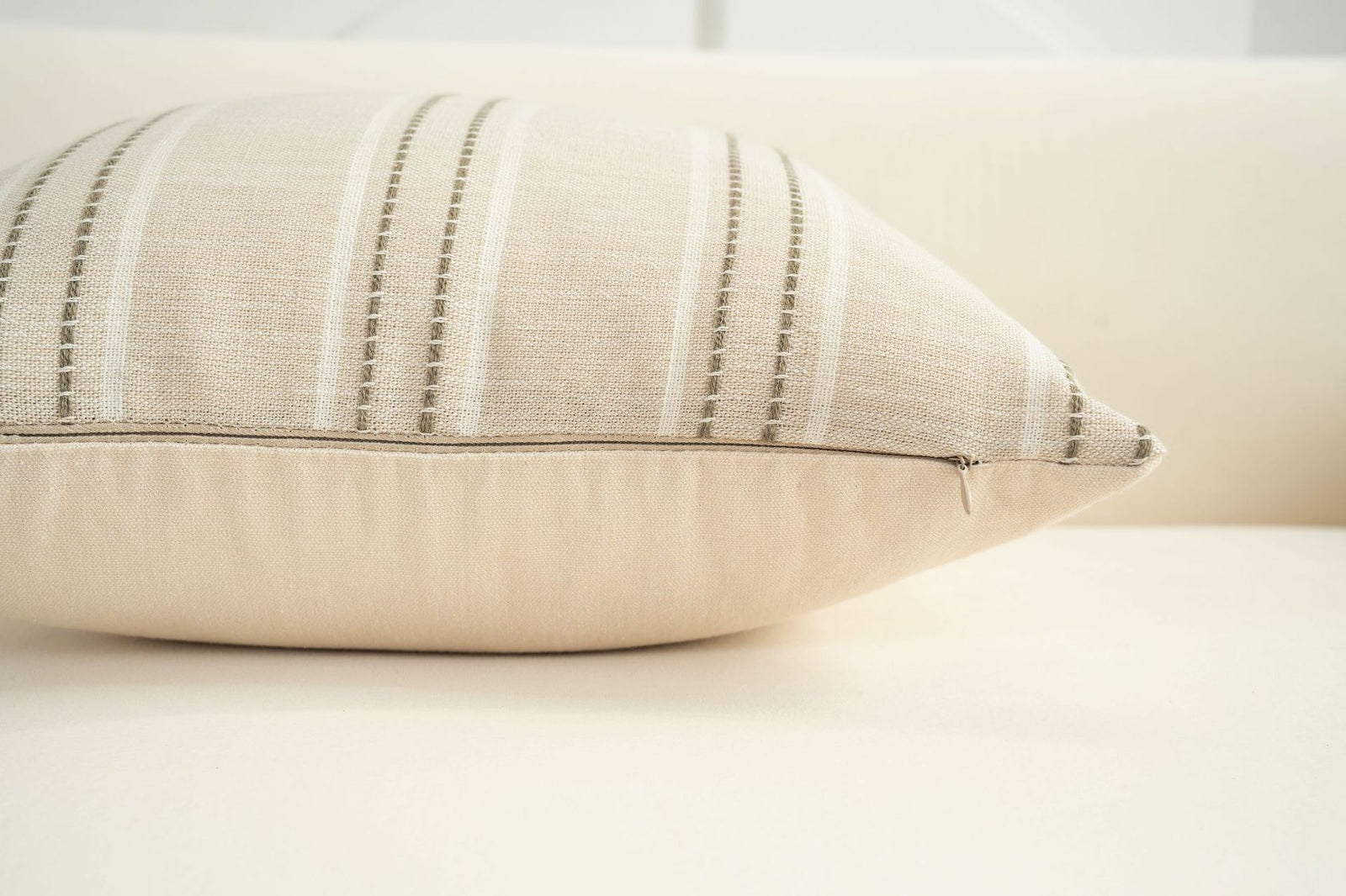 Textured Vertical Striped Pillowcases - Scandinavian Home Decor Accents (Green Stripes Pair - 45x45cm)