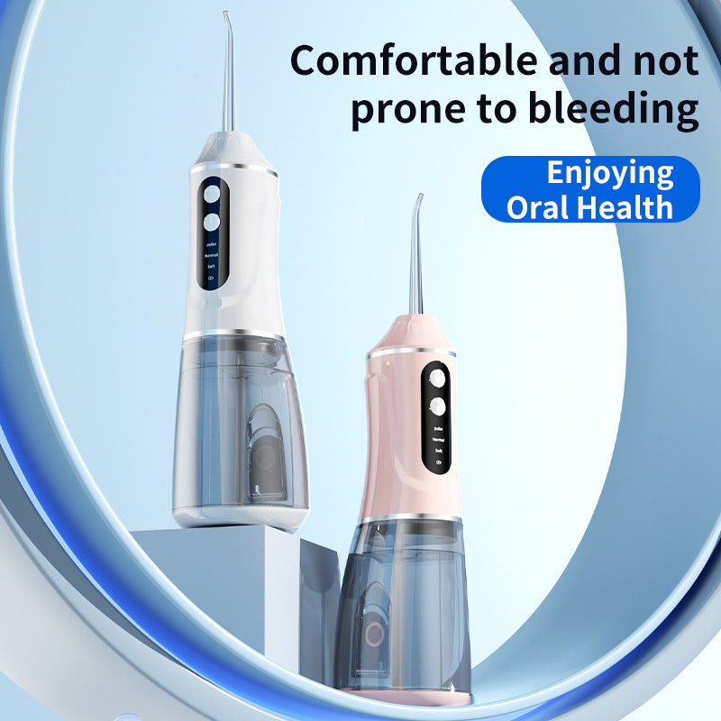 Portable Electric Oral Irrigator with 4 Nozzles 3 Pressure Modes - Blue