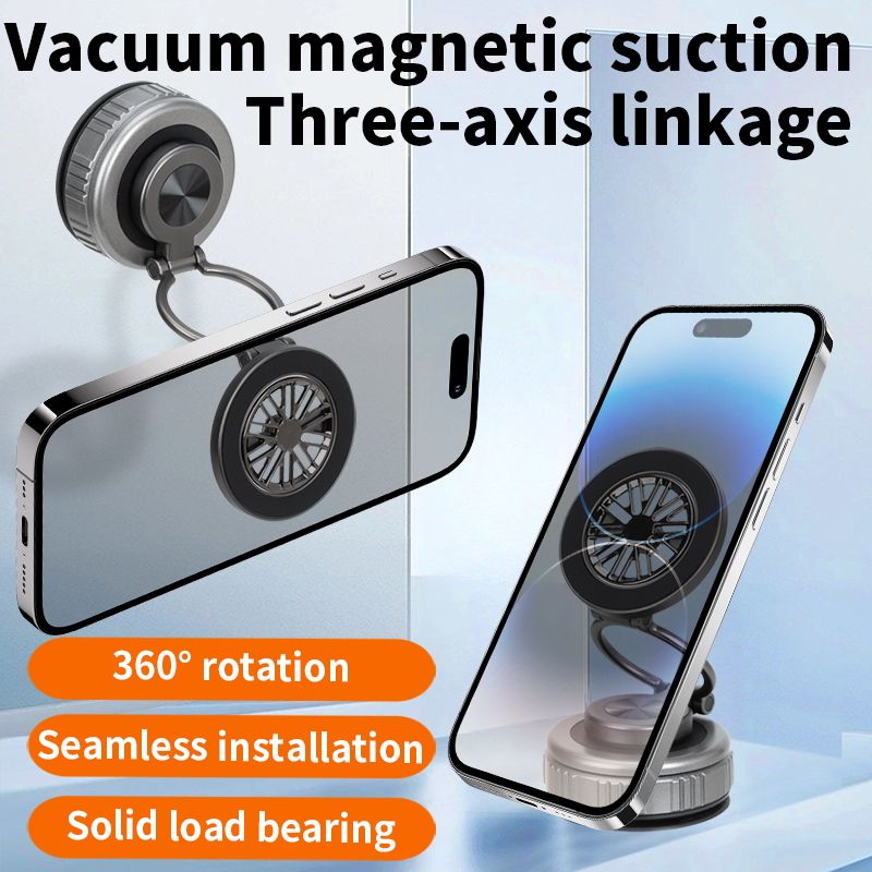 Gray Foldable Vacuum Suction Phone Stand for Navigation and Calls