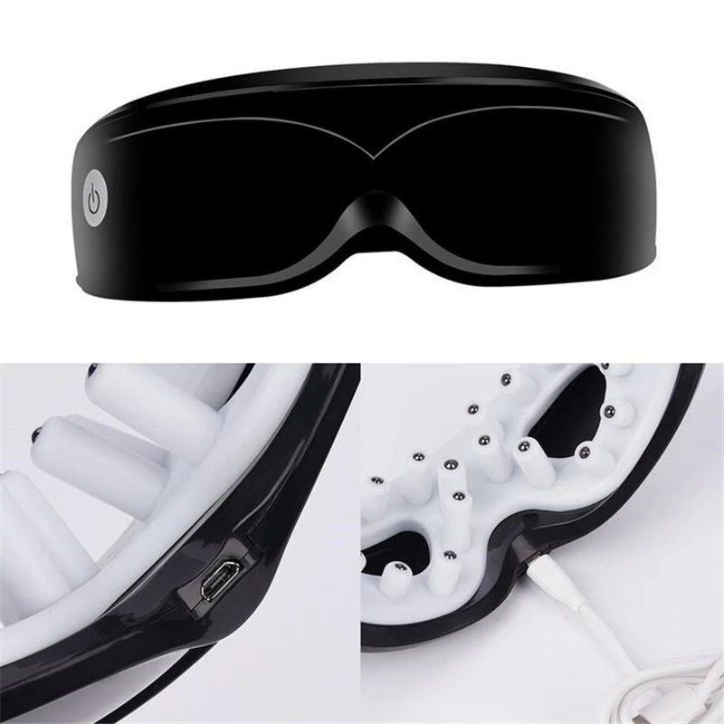 Black Touch-Control Rechargeable Heated Eye Massager for Daily Use