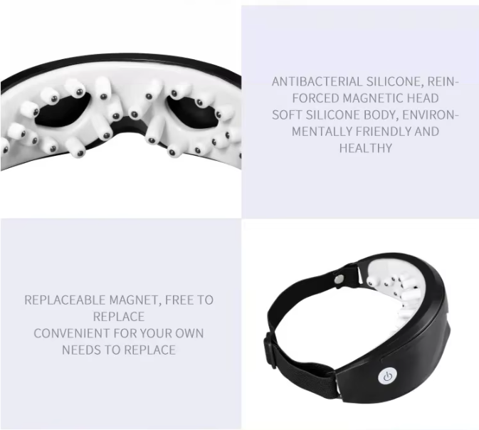 Black Touch-Control Rechargeable Heated Eye Massager for Daily Use