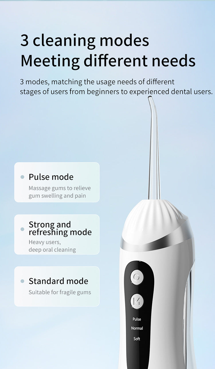 Black Portable Ultrasonic Oral Irrigator with 3 Cleaning Modes Smart Teeth Cleaning Machine