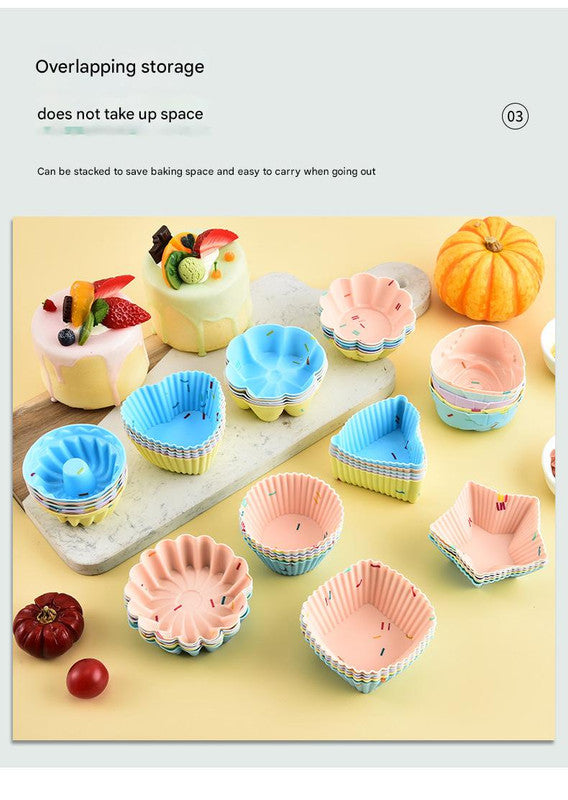 Style 3 Silicone Mini Cake Molds (30 Pack) - For Cupcakes, Desserts (7x7x2.5cm)