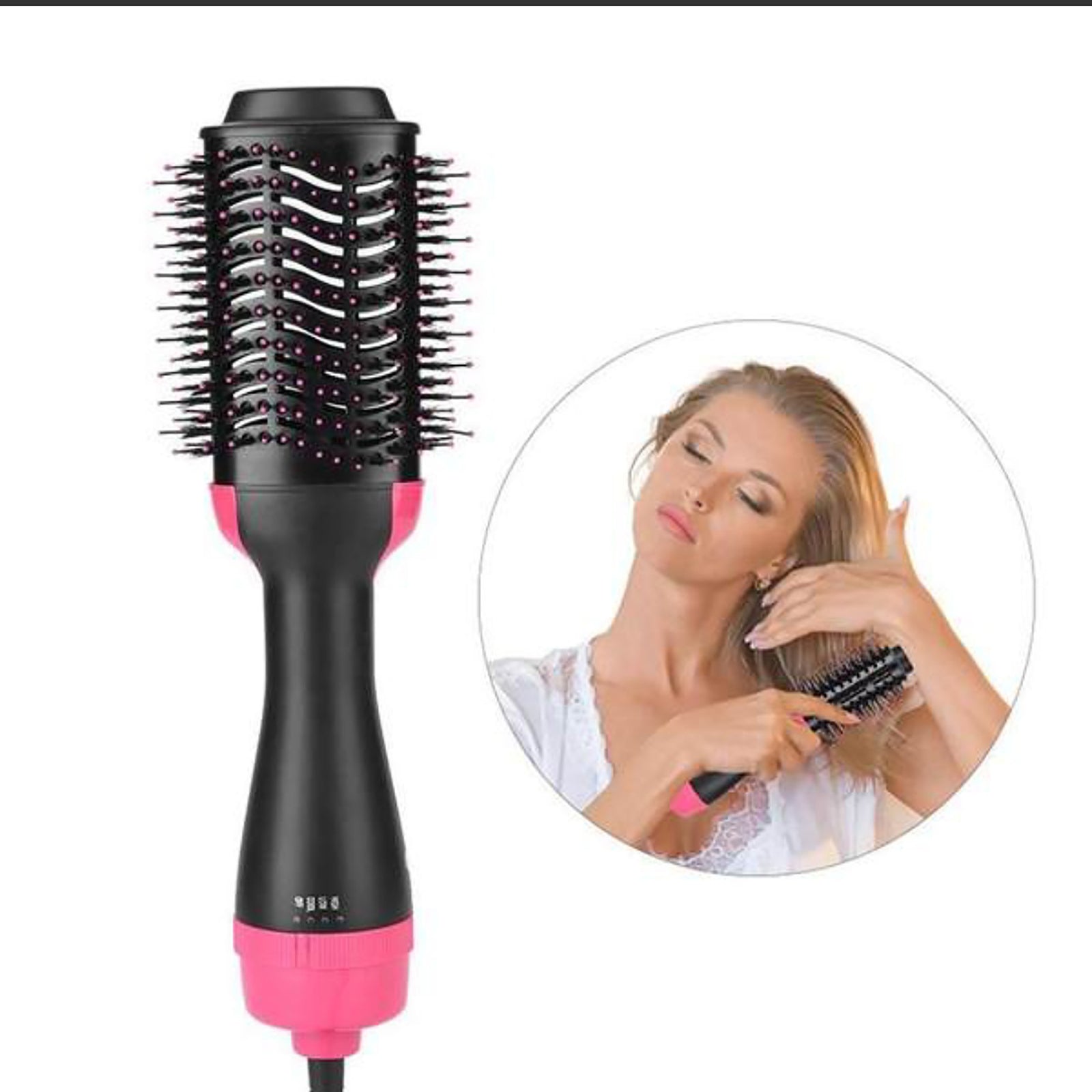 Red 3-in-1 Hot Air Brush Hair Dryer & Styler - Volumizer, Straightener, Curler