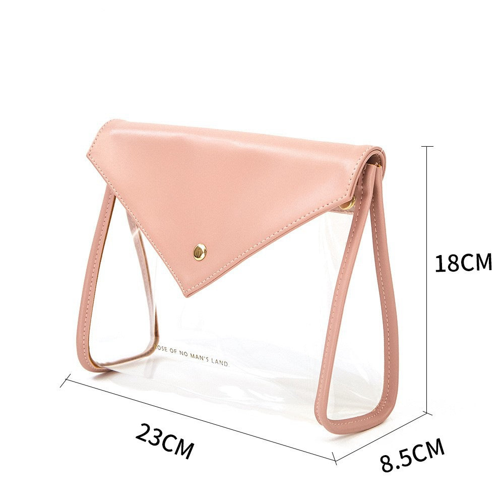 Yellow Chic Envelope Makeup Bag with Transparent Waterproof Design