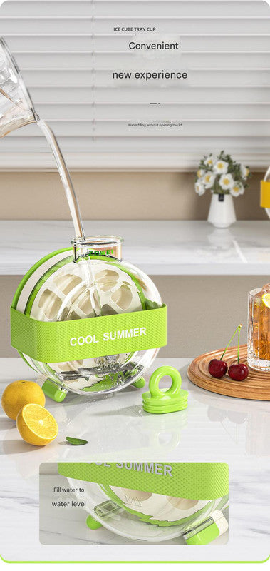 Red Portable Press-Release Ice Cube Maker Bottle - Makes 12 Cubes, Doubles as Bottle