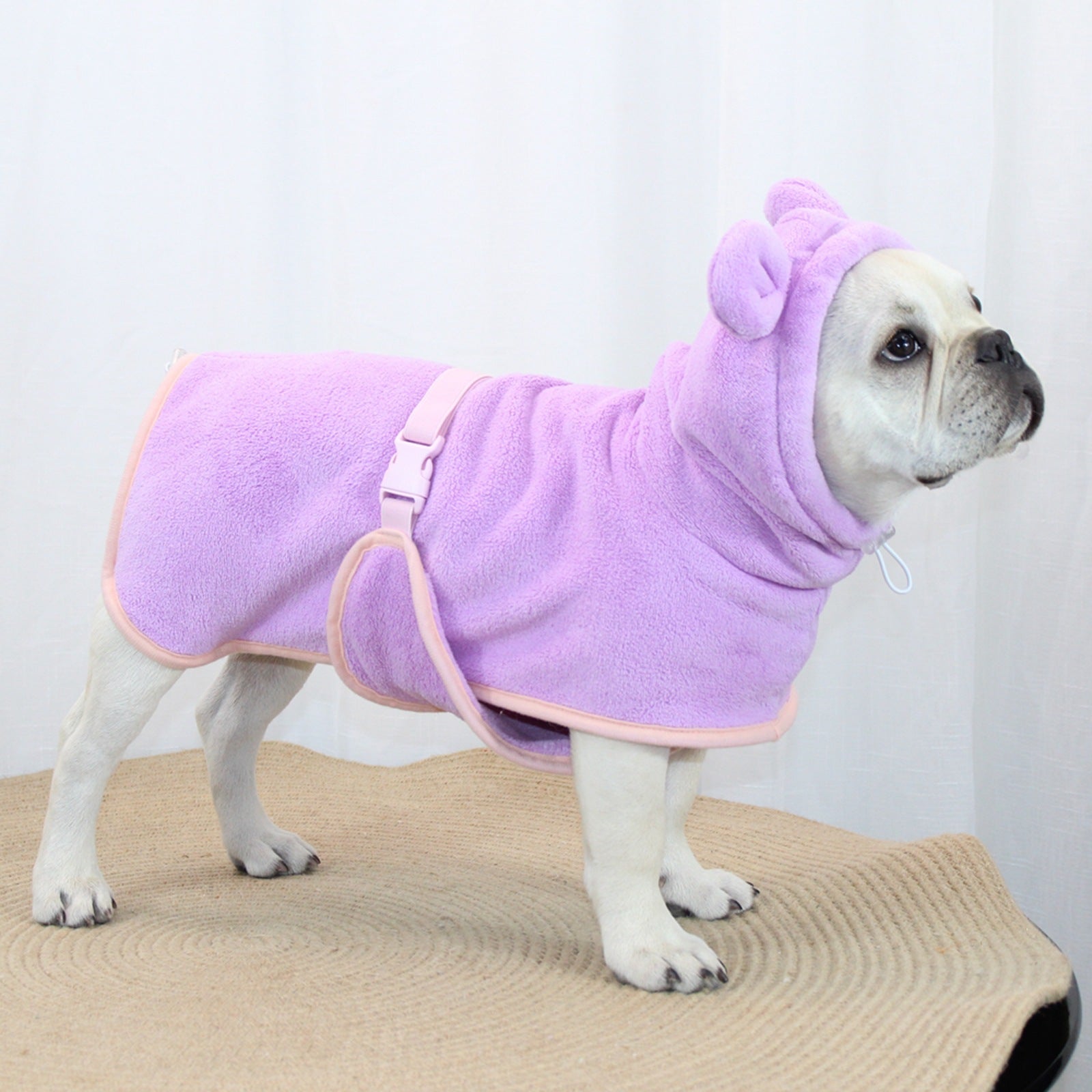 Purple Hooded Dog Bathrobe - Super Absorbent, Adjustable Fit, Cozy Pet Towel (Size : S)