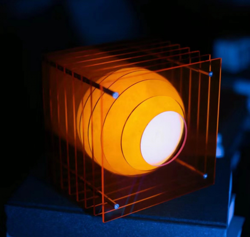 Minimalist Layered Acrylic Moon Lamp - USB Touch Dimmable (Sunset Orange Moon Lamp)