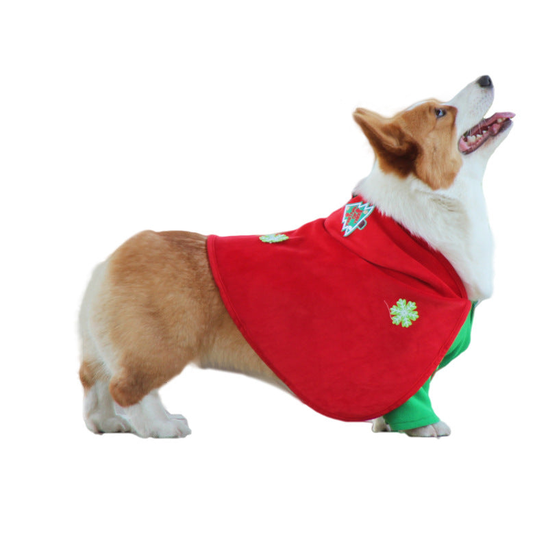 Christmas Dog Costume - Festive Hooded Cape & Green Jumpsuit Outfit (Size : 3XL)