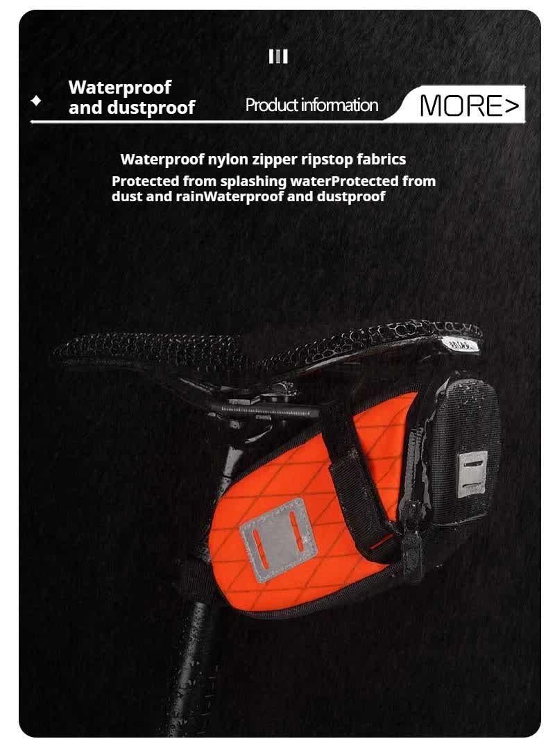 White And Black Water-Resistant Bicycle Saddle Bag - 1.3L Reflective Seat Pack for Road & Mountain Bikes