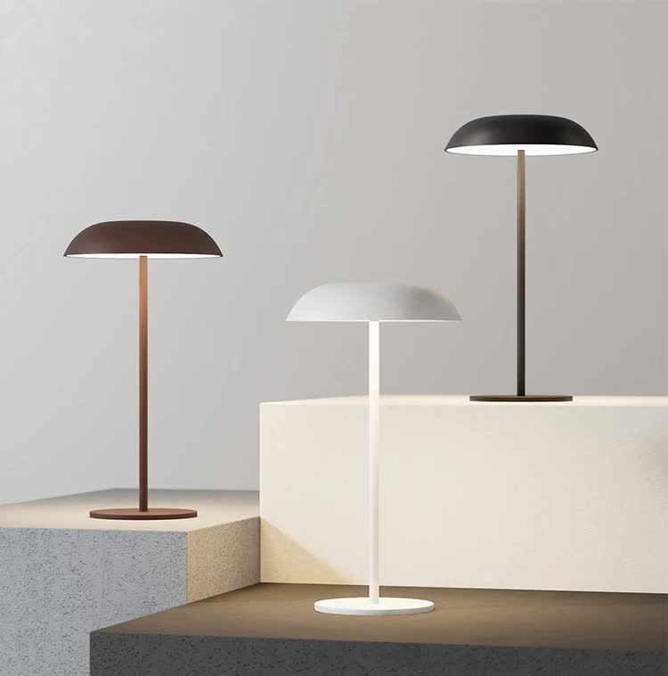 White Minimalist Rechargeable LED Touch Table Lamp - 3-Color Stepless Dimming Metal Desk Light