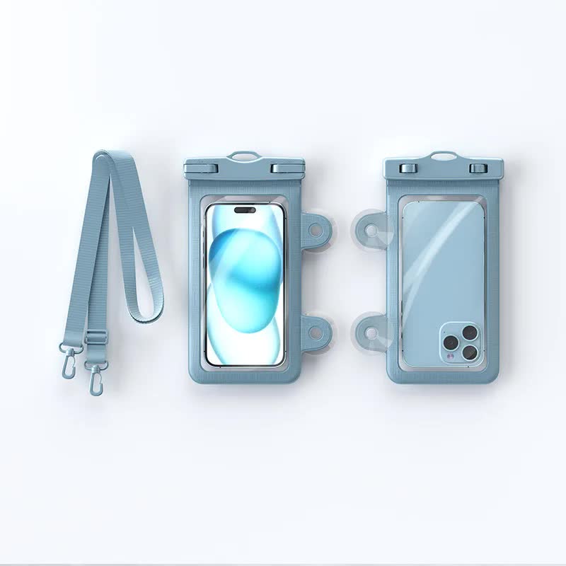 Blue 2-Pack Universal IPX8 Waterproof Phone Pouch with Lanyard - Touch Sensitive Case for Swimming & Outdoor Sports