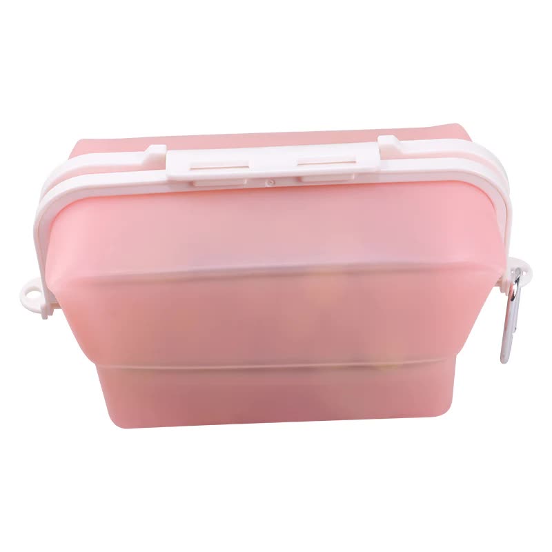2 Pcs Pink Collapsible Silicone Food Storage Container - Microwave & Freezer Safe Lunch Box