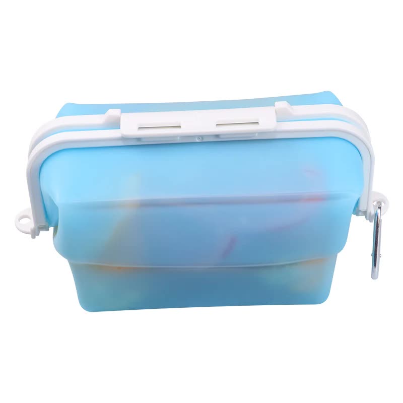 2 Pcs Blue Collapsible Silicone Food Storage Container - Microwave & Freezer Safe Lunch Box