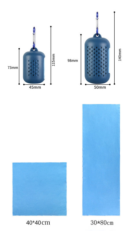 Purple Quick Dry Cooling Towel Set (2 Pack) - Microfiber Sport Towels with Silicone Cases & Carabiners