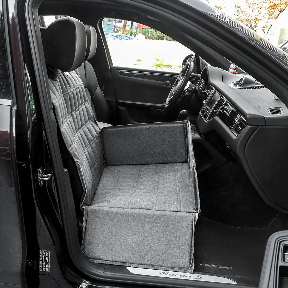 Black Waterproof Front Pet Car Seat Cover - Non-Slip Dog Booster Seat Protector Mat