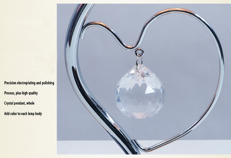 Beige Roses And Silver Base Romantic Red Rose Flower Table Lamp - Crystal Heart Accent Bedside Night Light