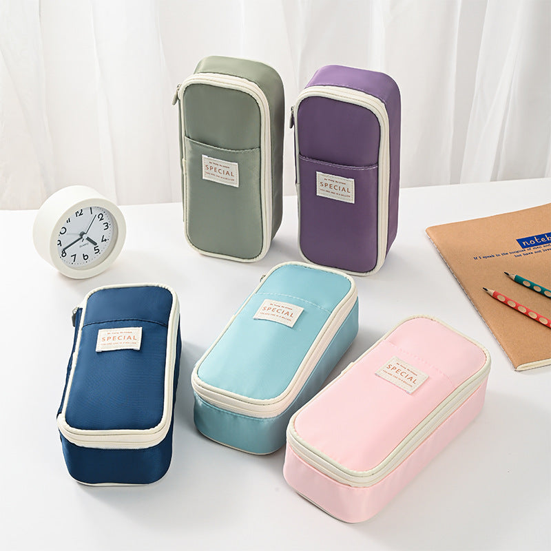 Light Blue Large Capacity Expandable Pencil Case - Multi-Compartment Student Stationery Pouch (Only with pencil case)