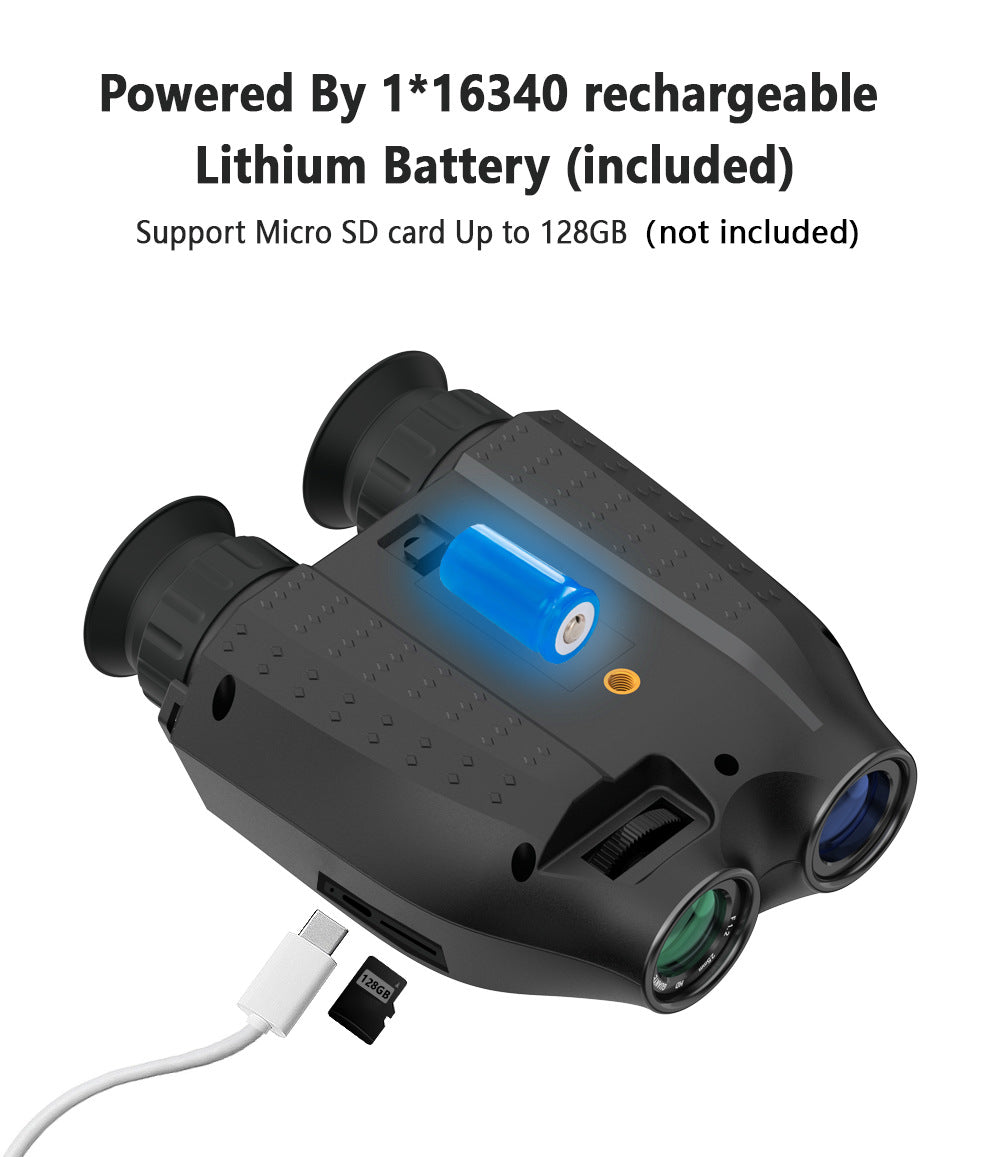 Black Professional HD Digital Night Vision Binoculars - 6X Optical Zoom, IR Illumination, Record 2.5K Video & 48MP Photos