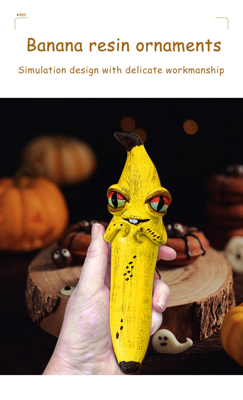 3 Pcs (Style 1+Style 2+Style 3) Yellow Whimsical Magic Banana Monster Figurine - Quirky Resin Art Decor for Home & Party