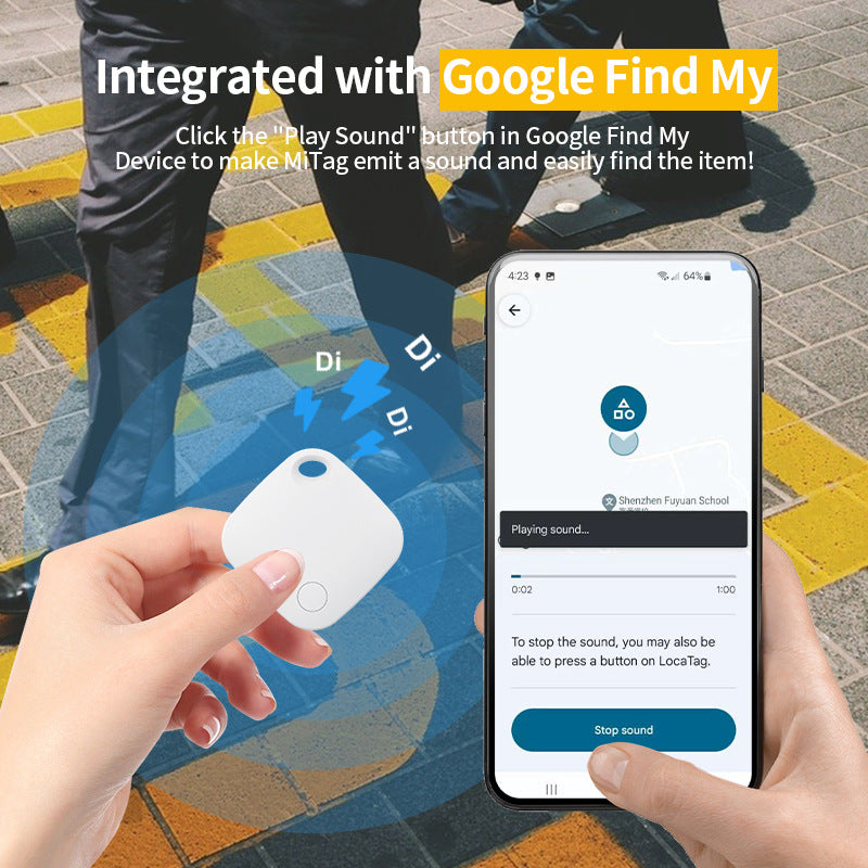 Black Smart Item Locator Tag for Android - Google Find My Device Compatible, Anti-Lost Tracker