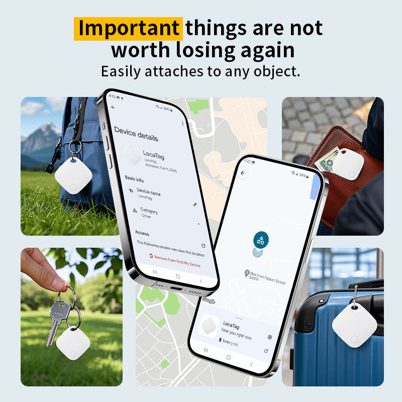 Black Smart Item Locator Tag for Android - Google Find My Device Compatible, Anti-Lost Tracker