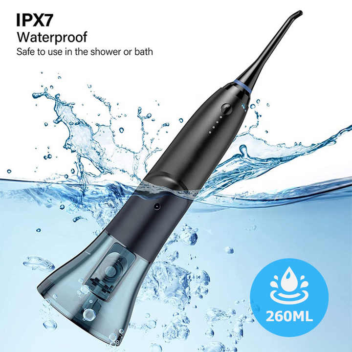 White Advanced Portable Water Flosser - Rechargeable Oral Irrigator, IPX7 Waterproof, 4 Cleaning Modes for Deep Dental Care