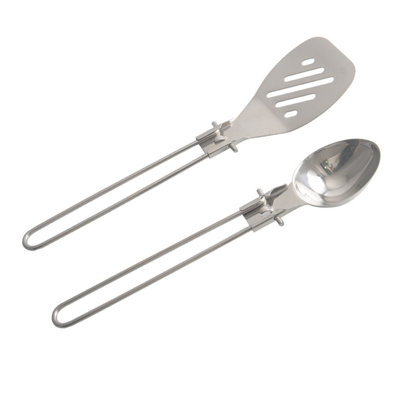 Silver 304 Stainless Steel Folding Camping Spatula - 2 Pack Compact & Portable Outdoor Cooking Utensils