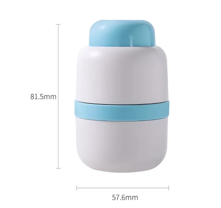 White And Blue 3-in-1 Pill Cutter Crusher & Storage Box - Portable Tablet Splitter Grinder for Precise Dosing