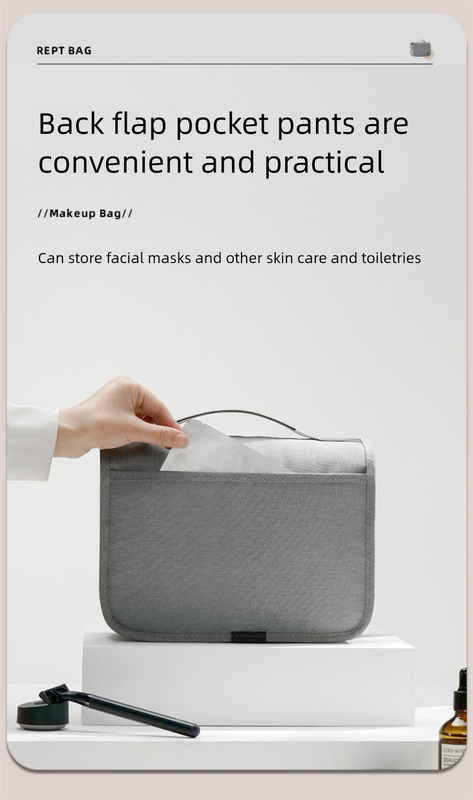 Black Eco-Friendly RPET Hanging Toiletry Bag - Large Capacity Waterproof Travel Makeup Organizer