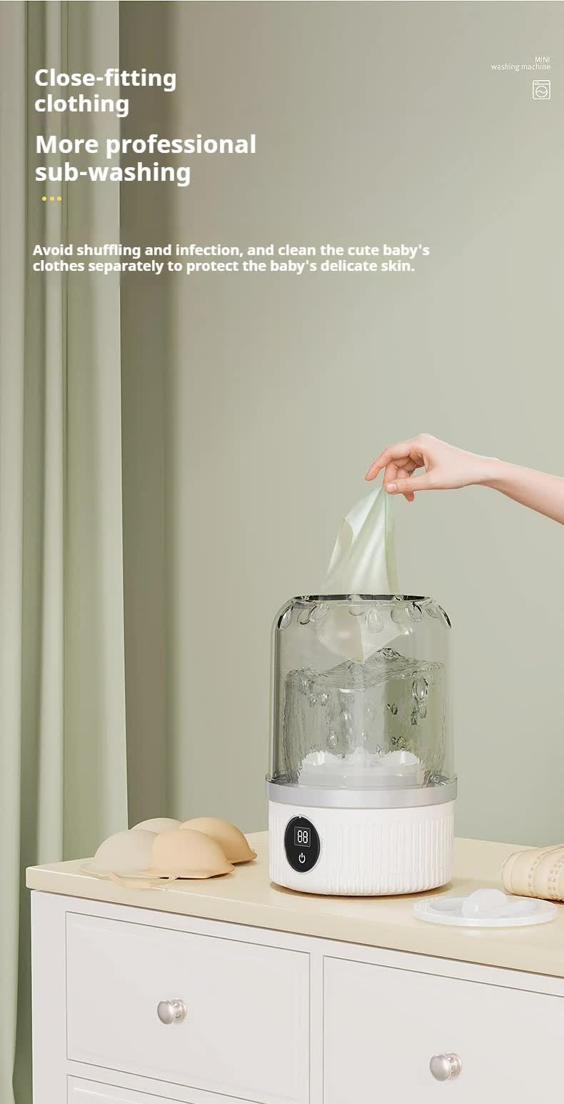 Blue Portable Mini Washing Machine - Rechargeable USB-C Electric Washer for Travel, Delicates & Socks