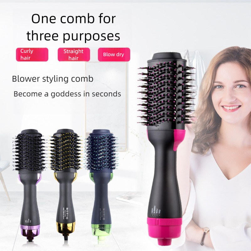 Pink And Grey One-Step Hair Dryer & Volumizer Hot Air Brush - Salon Styler for Drying, Smoothing & Volume