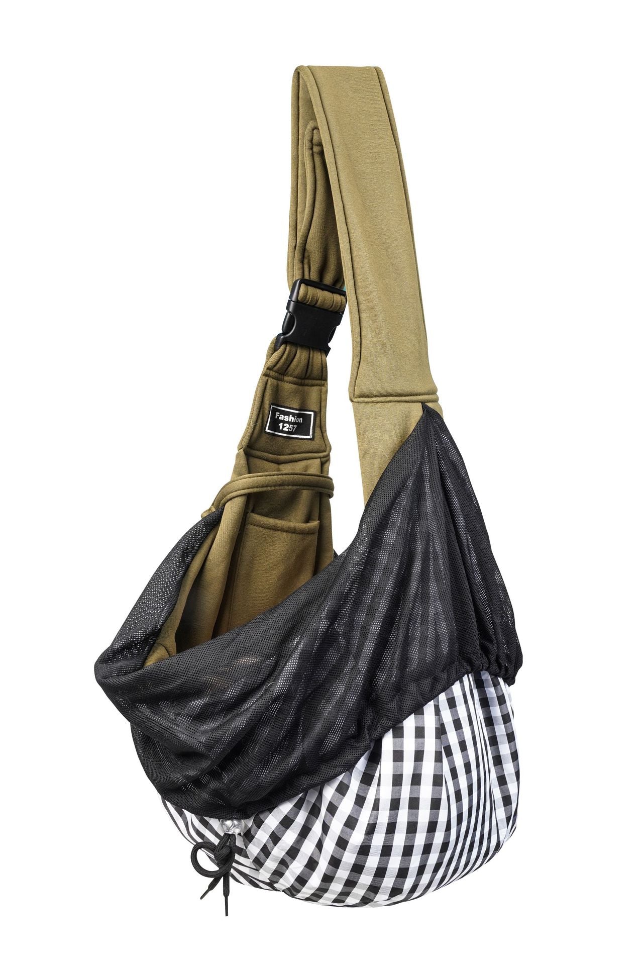 Grey Breathable Pet Sling Carrier for Small Dogs & Cats - Adjustable Hands-Free Travel Pouch with Safety Leash & Pocket