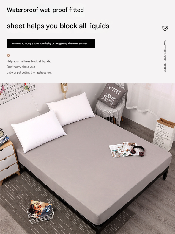 Grey Queen Size Waterproof Fitted Mattress Protector - Soft & Breathable Bed Cover, Hypoallergenic, Deep Pocket (152x190x30cm)