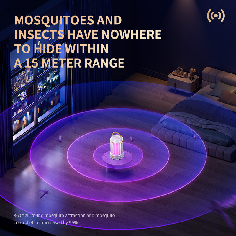 USB Rechargeable Dark Blue Portable 3-in-1 Electric Mosquito Zapper Lamp - UV Bug Killer, Warm Night Light & Bright Lantern