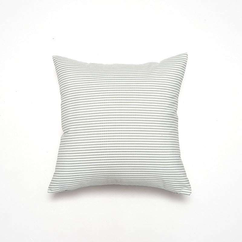 Green Pinstripe Pattern Set of 2 Decorative Cushion Covers - 45x45cm, Soft Polyester (Inserts Not Included)