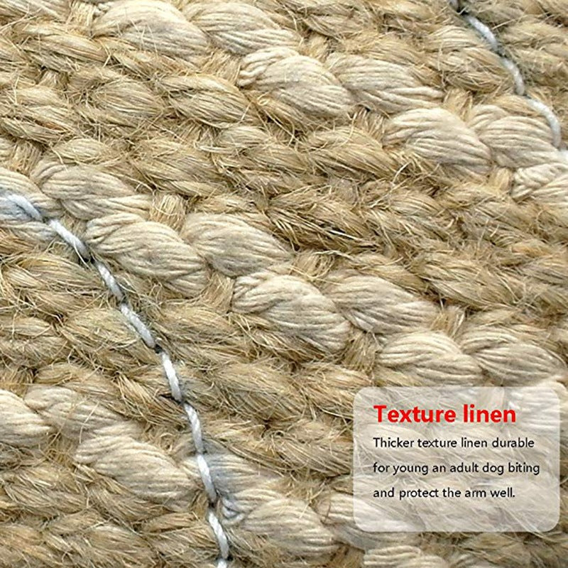 Blue and Khaki Heavy Duty Jute Dog Bite Pillow - Professional Training Tug Toy with 3 Handles for Schutzhund, K9, Agility & Bite Work